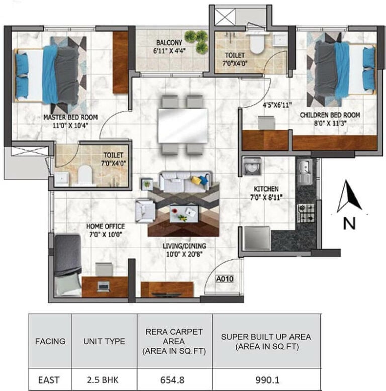 990 2.5BHK - Nambiar Millenia