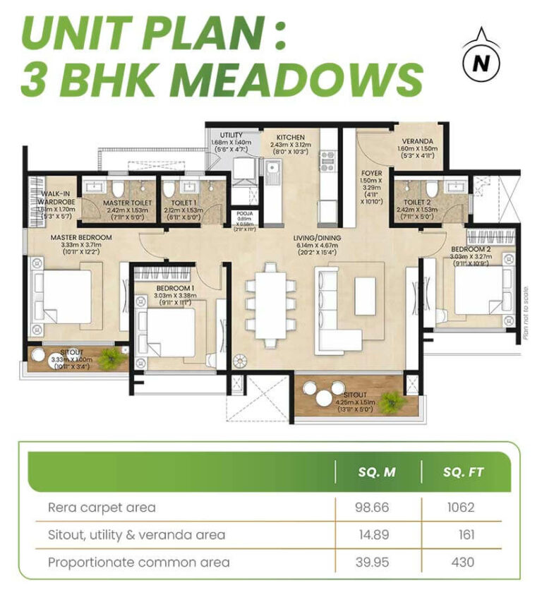 1062 3BHK Meadows - Mahindra Eden