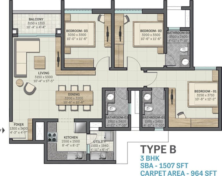 1507 3BHK - Sobha Sentosa Codename Happiness