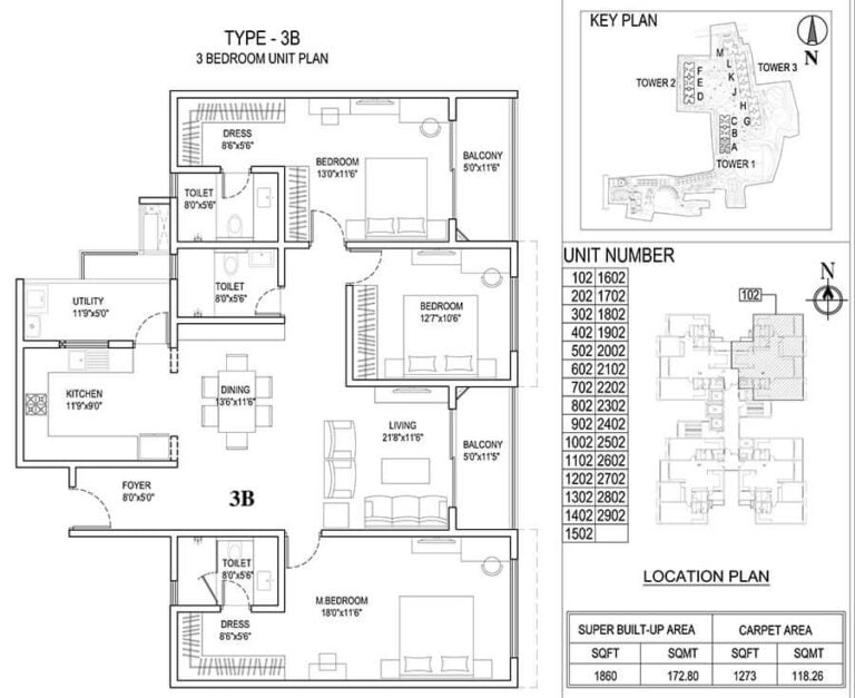1860 3BHK - Adarsh Park Heights