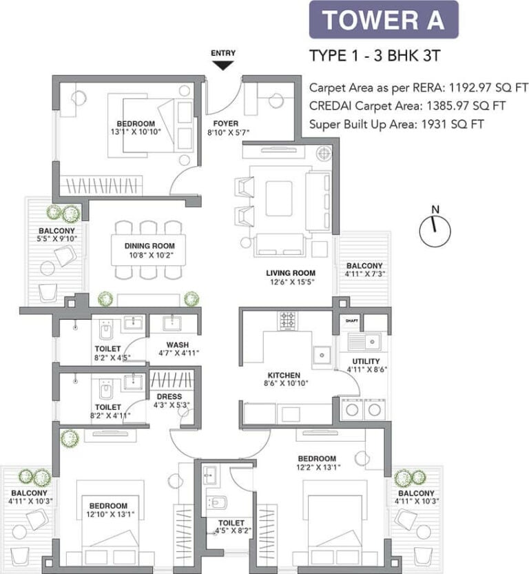 1931 3BHK+3T - Assetz 22 & Crest Yeshwanthpur