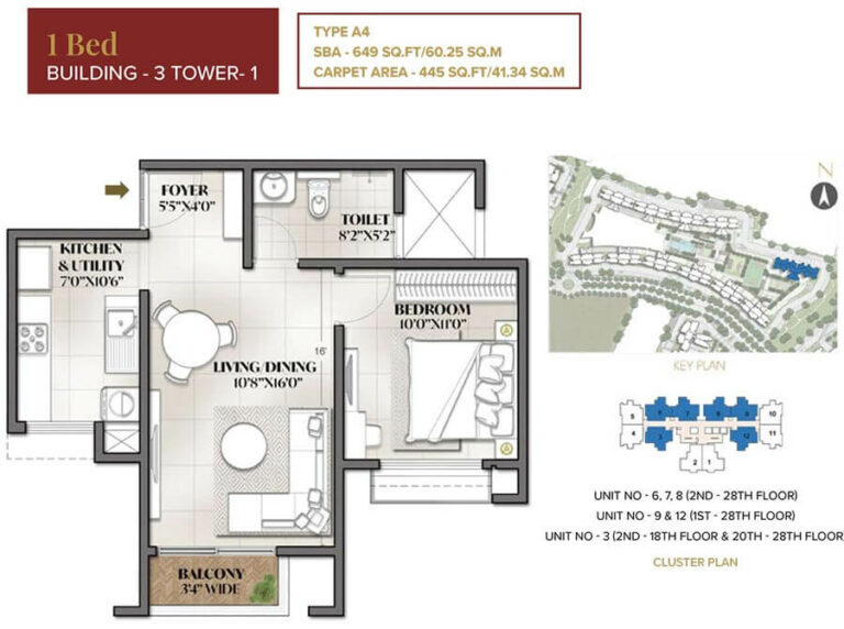649 1BHK - Eden Park At Prestige City