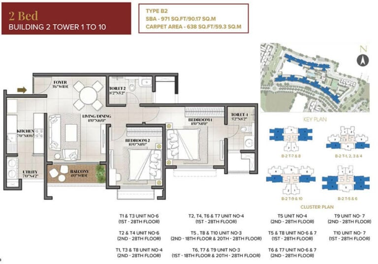 971 2BHK - Eden Park At Prestige City