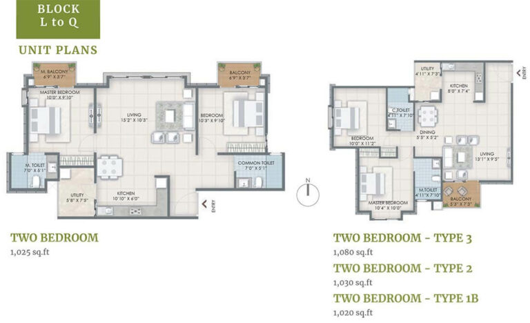 1025-1080 2BHK Block L-Q - Nandi Citadel