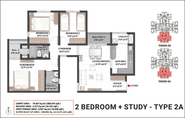 1171 2BHK+S Type2A - Shriram Mangalam Chennai