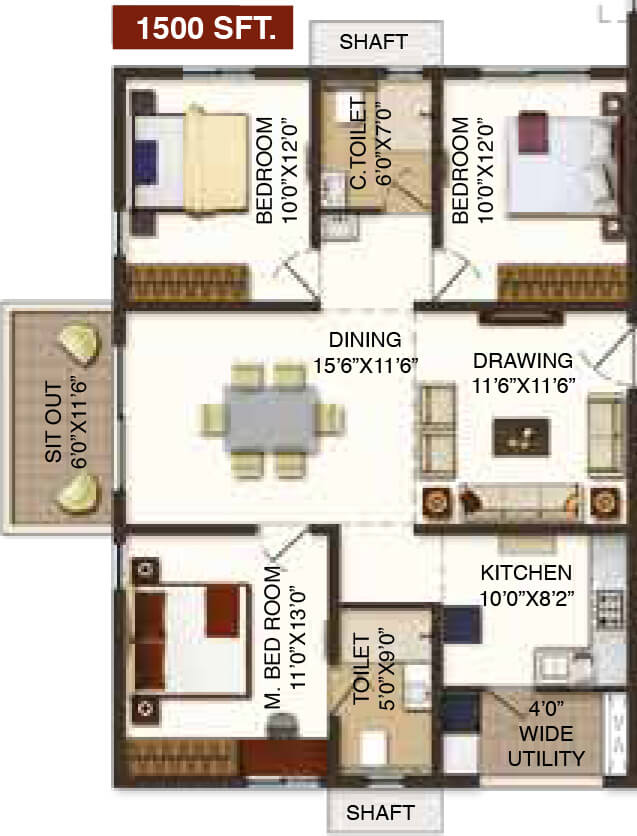 1500 3BHK - Raghuram The Vue Residences