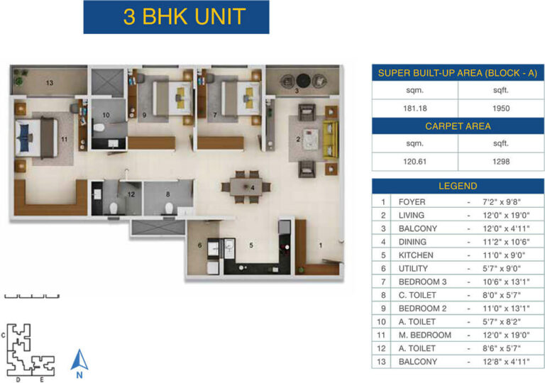 1950 3BHK - Adarsh Crest