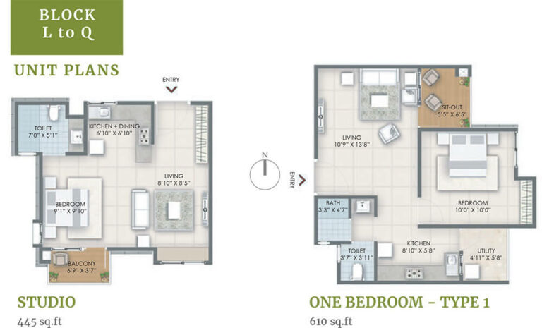 445-610 Studio-1BHK Block L-Q - Nandi Citadel