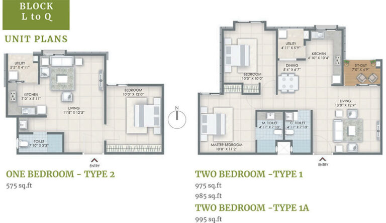 575-995 1-2BHK Block L-Q - Nandi Citadel