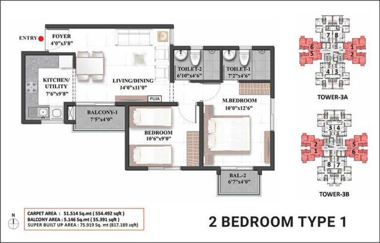 817 2BHK Type1 - Shriram Mangalam Chennai