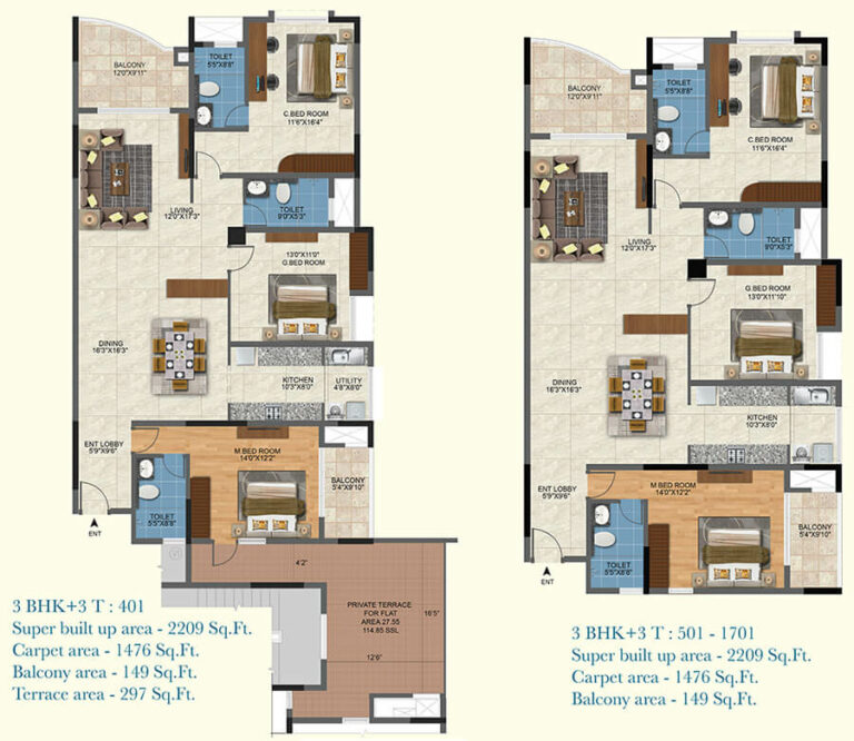 2209 3BHK+3T - Salarpuria Sattva Aqua Vista