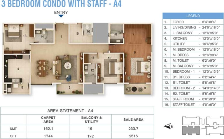 2515 A4 3BHK+Staff - Adarsh Stratuss