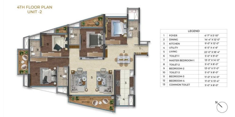 2742-3213 4B+4T - Purva Orient Grand