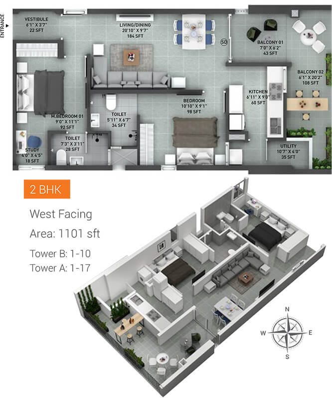 1101 2BHK - Incor Lake City