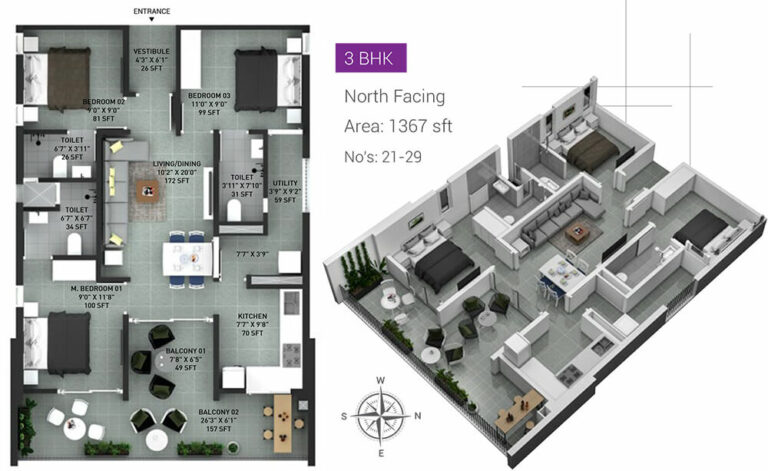 1367 3BHK - Incor Lake City
