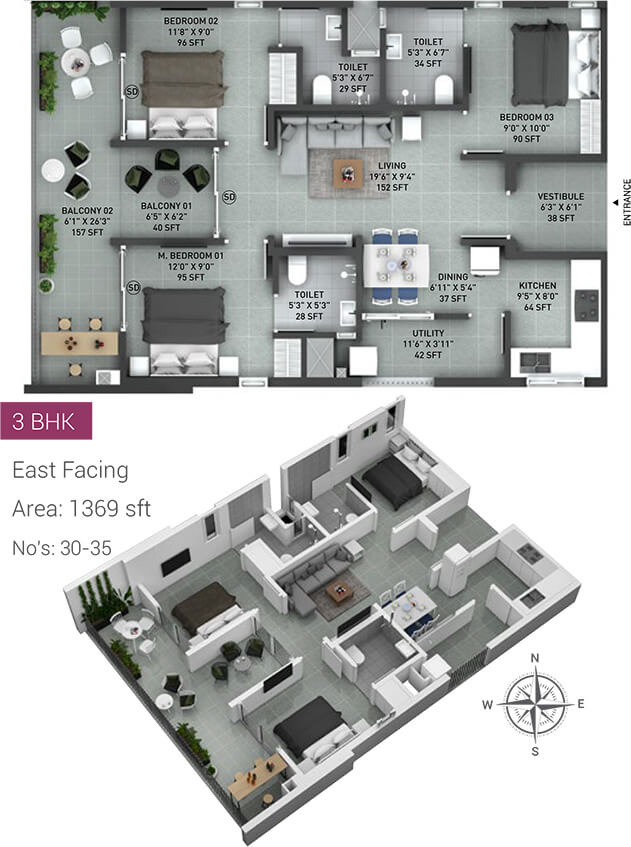 1369 3BHK - Incor Lake City