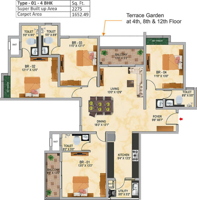 2275 4BHK - SNN Raj Serenity Gardens Phase 2