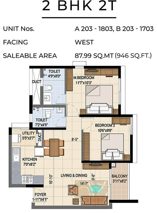 946 2BHK - TVS Emerald Jardin