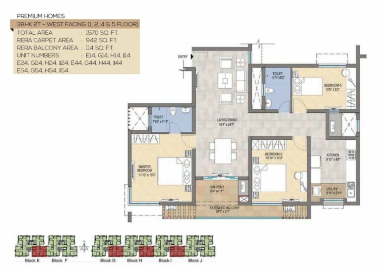 1570 3BHK2T - Magnific At TVS Emerald Peninsula