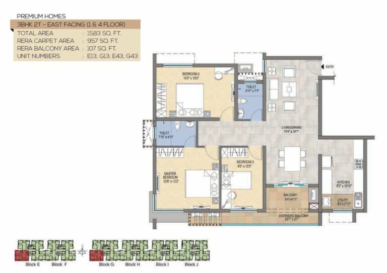 1583 3BHK2T - Magnific At TVS Emerald Peninsula