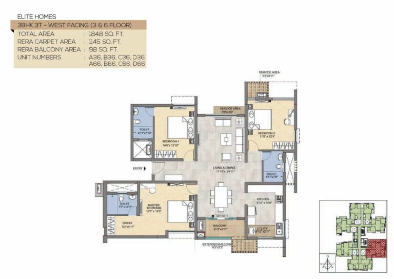 1848 3BHK3T West - Magnific At TVS Emerald Peninsula