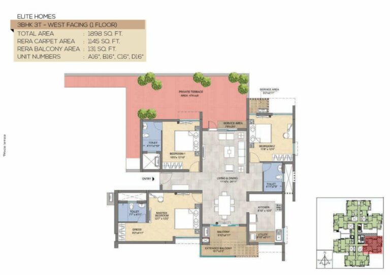 1898 3BHK3T West - Magnific At TVS Emerald Peninsula