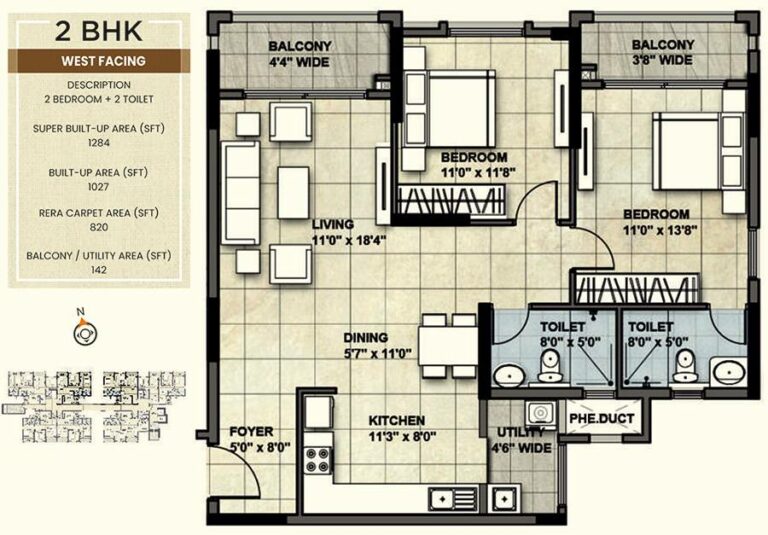 1284 2BHK W - NCC Urban Park View