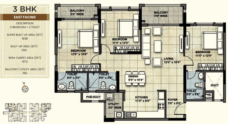 1638 3BHK E - NCC Urban Park View