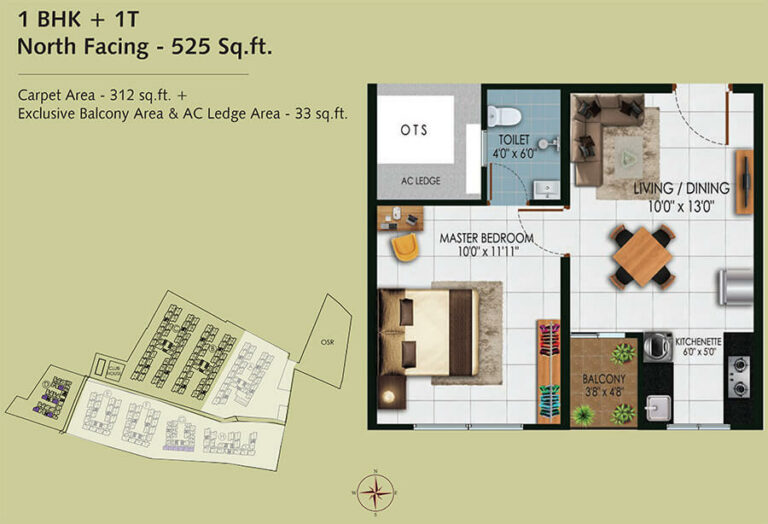 525 1BHK+1T - Urbanrise Revolution One Padur