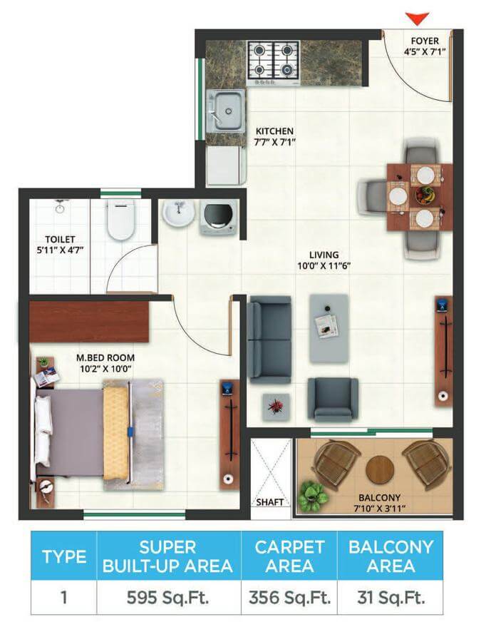 595 1BHK - Sattva Aeropolis