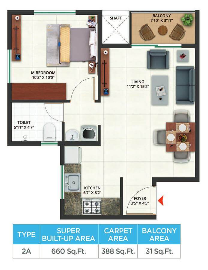 660 1BHK - Sattva Aeropolis