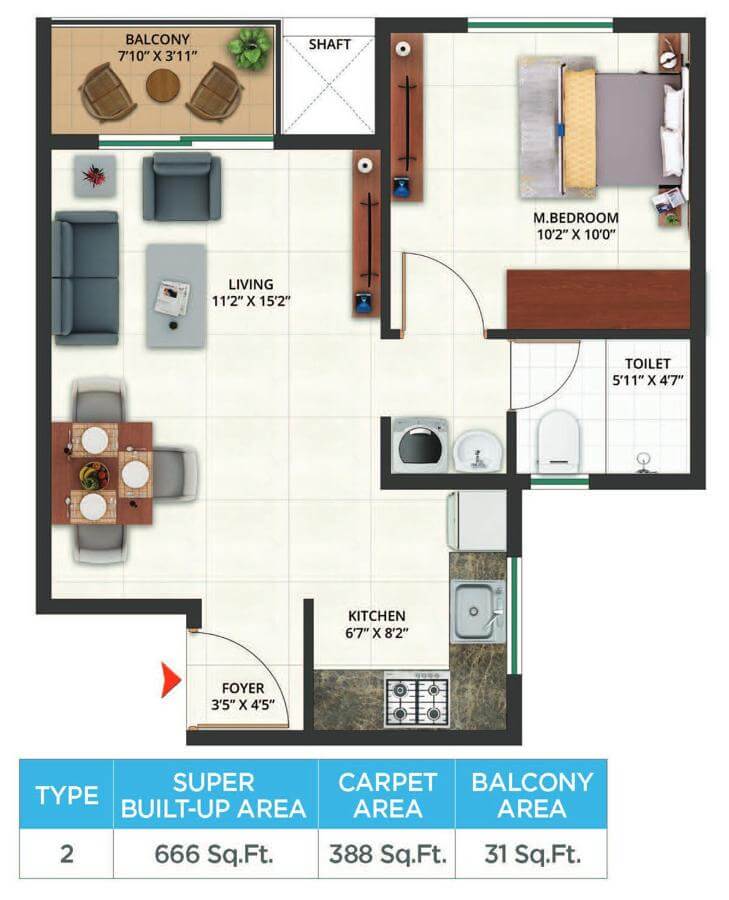 666 1BHK - Sattva Aeropolis