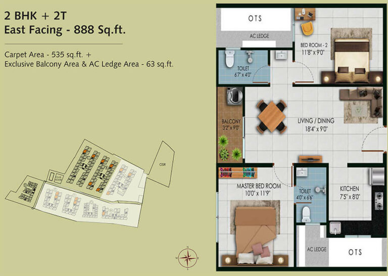 888 2BHK+2T - Urbanrise Revolution One Padur