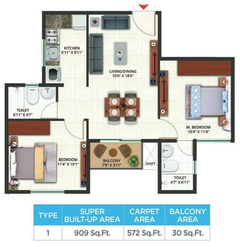 909 2BHK A - Sattva Aeropolis