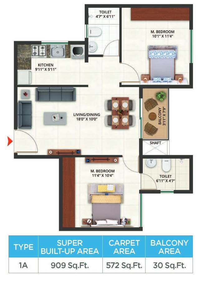 909 2BHK - Sattva Aeropolis
