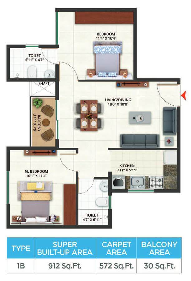 912 2BHK - Sattva Aeropolis