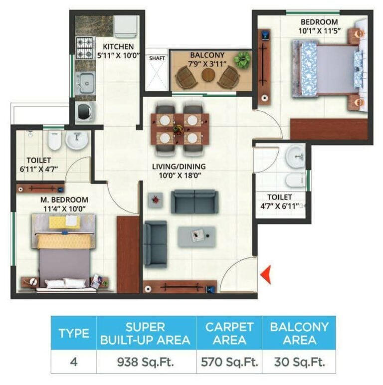 938 2BHK - Sattva Aeropolis