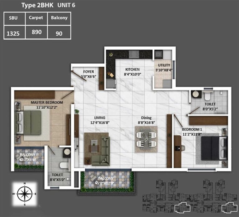 1325 2BHK - Keya Spring