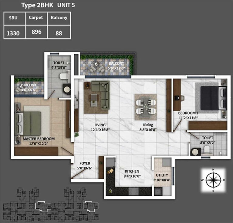 1330 2BHK - Keya Spring