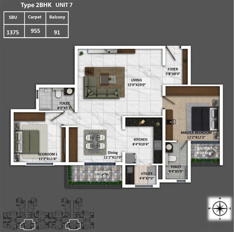 1375 2BHK - Keya Spring