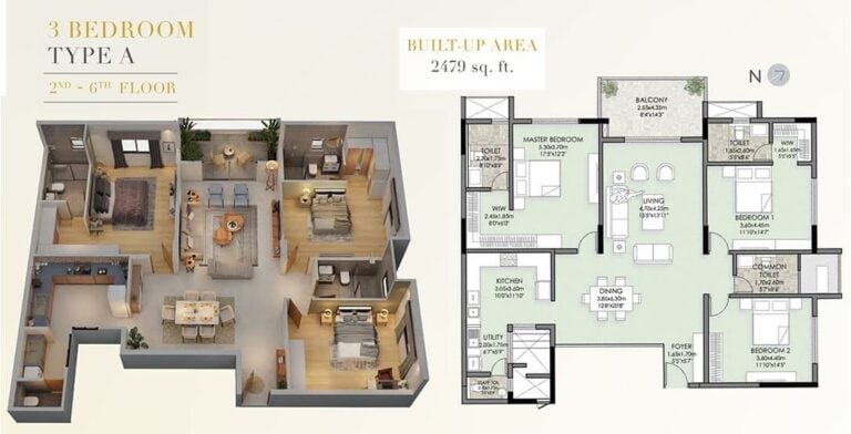 2479 3BHK A 2-6th - Vaishnavi Premiere