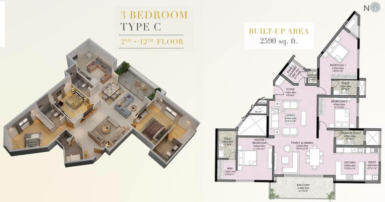 2590 3BHK C 2-12th - Vaishnavi Premiere