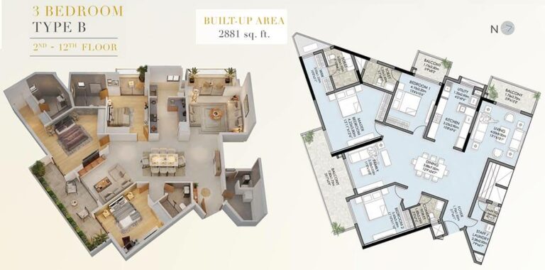 2881 3BHK B 2-12th - Vaishnavi Premiere
