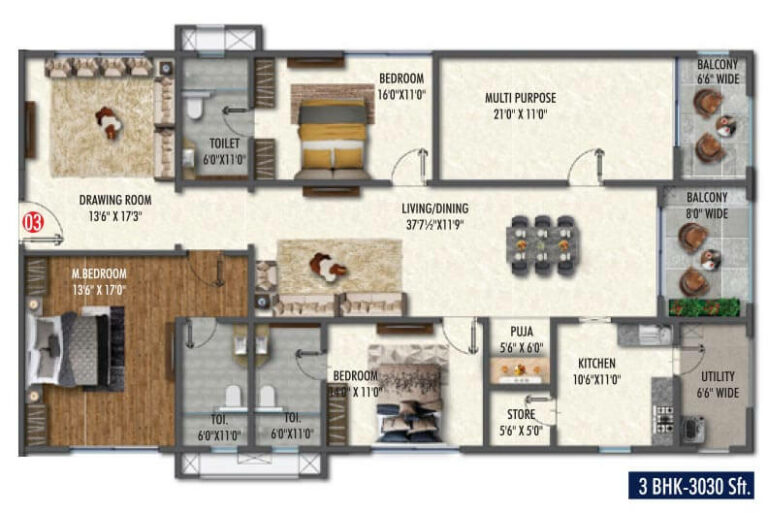 3030 3BHK - Vasavi Skyla