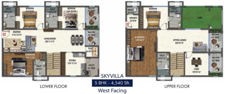 4540 5BHK Skyvilla - Vasavi Skyla