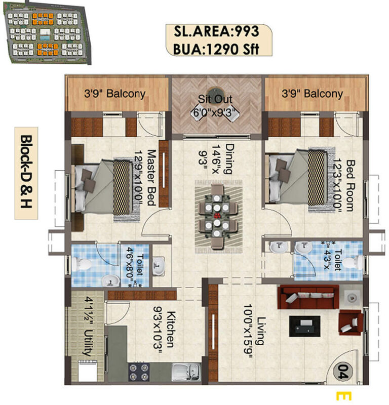 1290 2BHK D-H - SNR The Elite