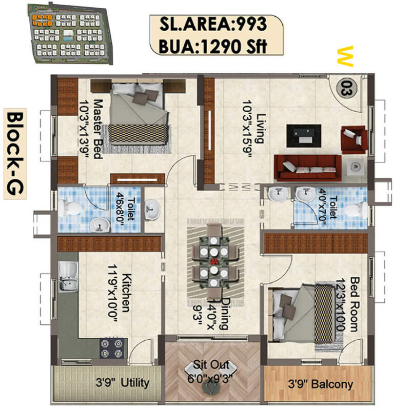 1290 2BHK G - SNR The Elite