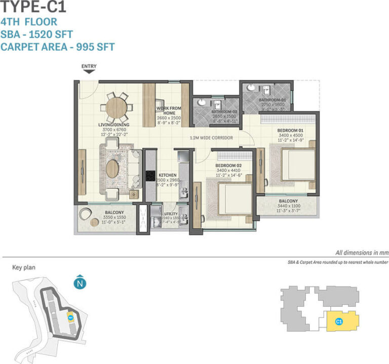 1520 3BHK - Sobha Brooklyn Towers
