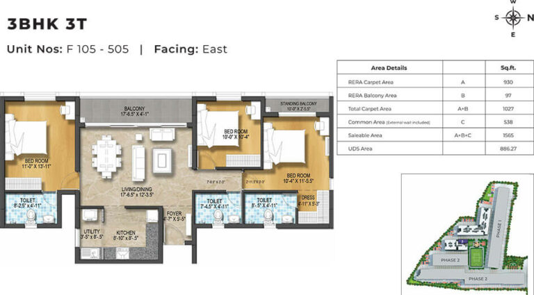 1565 3BHK+3T East - Harmony At TVS Emerald Green Enclave