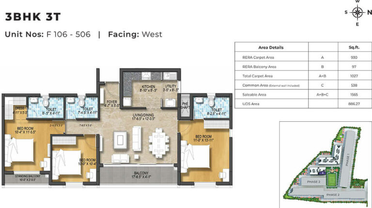 1565 3BHK+3T West - Harmony At TVS Emerald Green Enclave